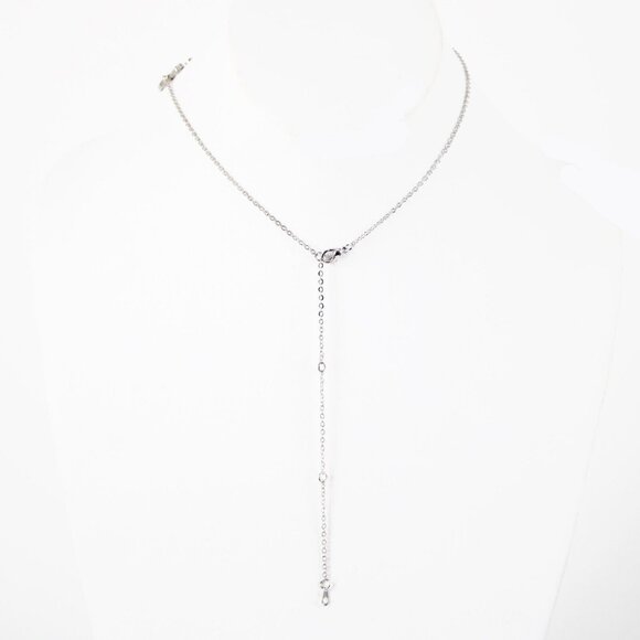 KELLY Name Silvertone Rhinestone 14.5" w 4.5" Multi Ring Ext Necklace - Picture 10 of 16